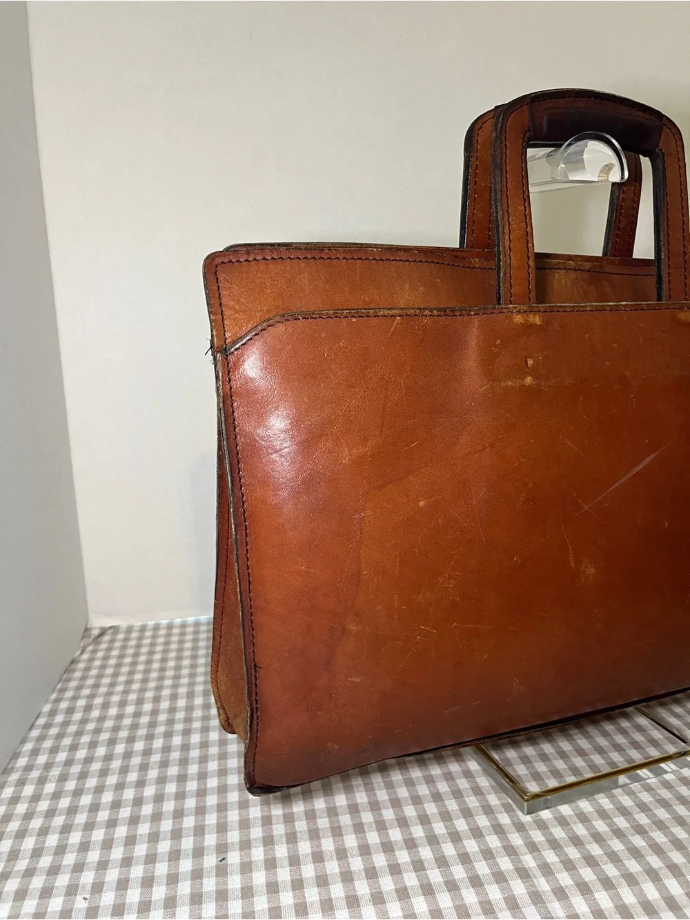 Vintage Schlesinger Brothers Brown Leather Briefcase / Portfolio 1970's-80's